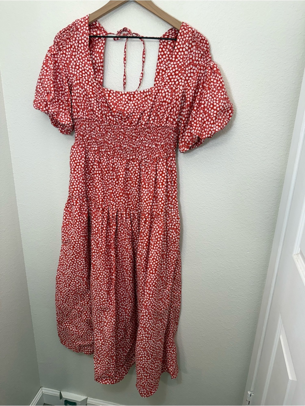 Anthropologie Puff-Sleeve Smocked Poplin Midi Dress XS - Picture 5 of 11